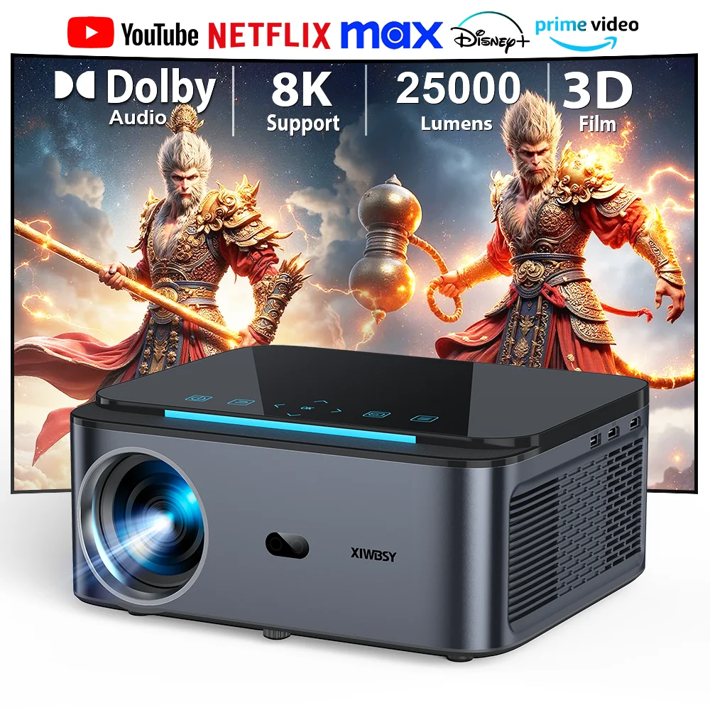 

XIWBSY 25000 Lumens 4K Beamer Smart Android Wifi6 Auto Focus Projectors 1080P Full HD Home Theater Projector Global Version