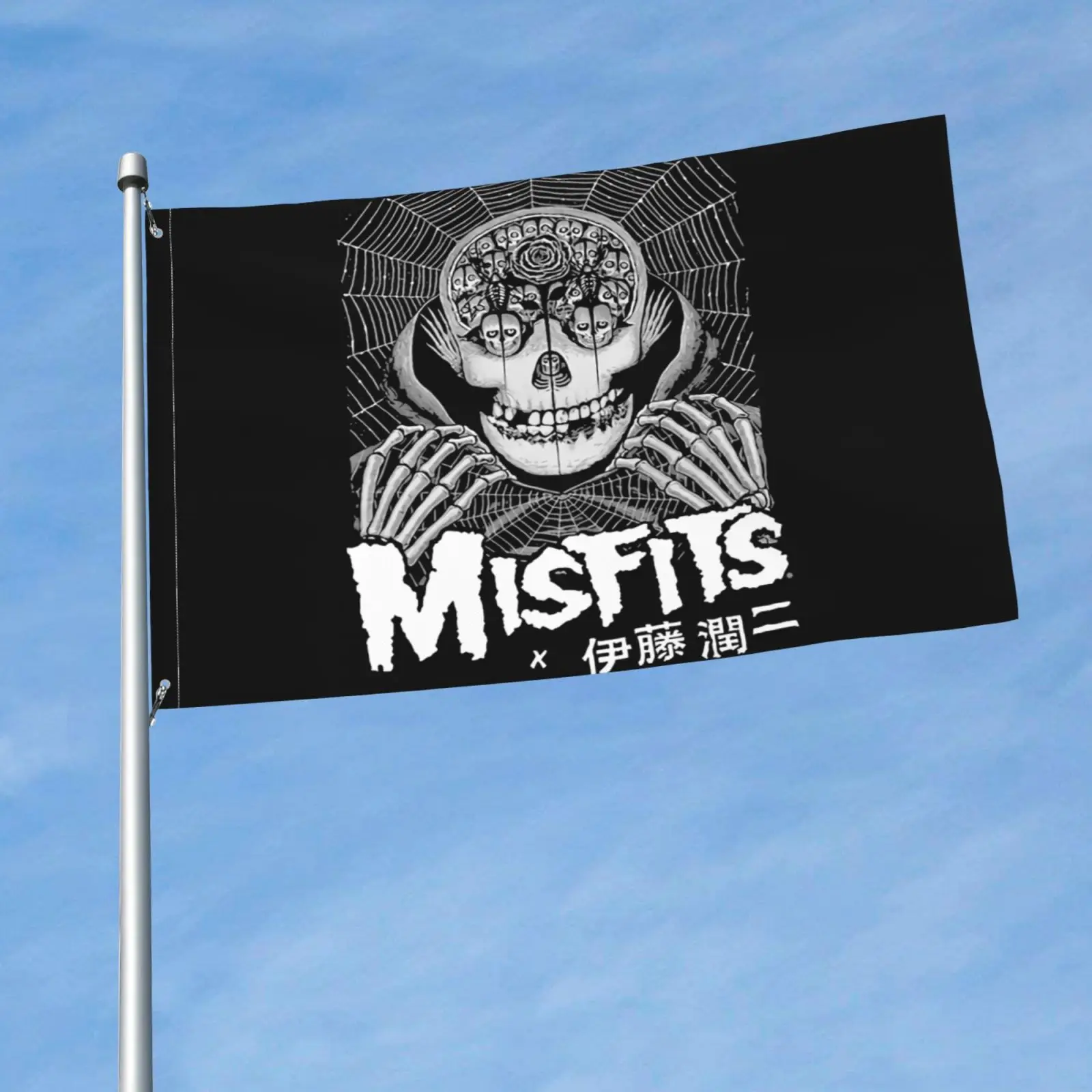 Rose Skull Junji Ito Xthe Misfits Horror Punk Zombie Flag Banner Parade Sport Customize Vivid Color Polyester