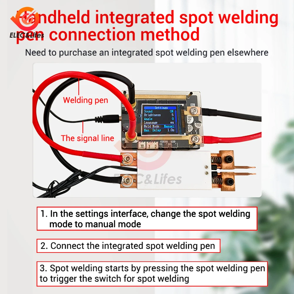 Imagem -02 - Kit de Soldador de Ponto 12v Lcd Digital Caneta de Soldagem a Ponto Ajustável Placa de Controle Folha de Níquel para Bateria de Lítio 18650 Bluetooth