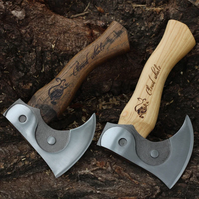 22cm High-quality Walnut Wood Forging T actical Small Hand Axe Convenient Outdoor Self-defense Felling and Splitting Tool