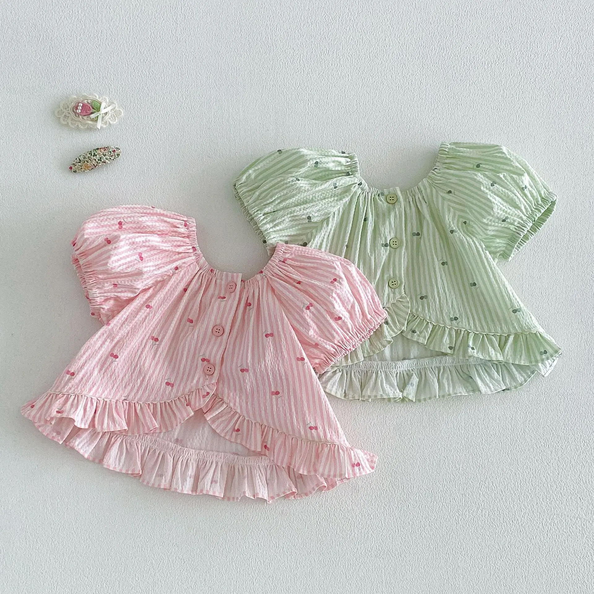 Girls' Bubble Sleeve T-shirt 2026 New Summer Baby Korean Version Sweet Lace Doll Shirt Children's Summer Top