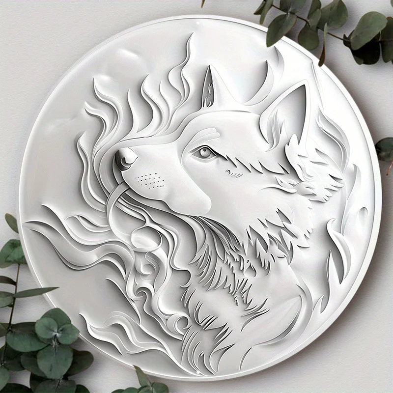 

Aluminum Metal Sign, Dog Pattern 2D Flat Circular Wreath Sign, Home Decor, Room Decor, Suitable For Various Scenarios