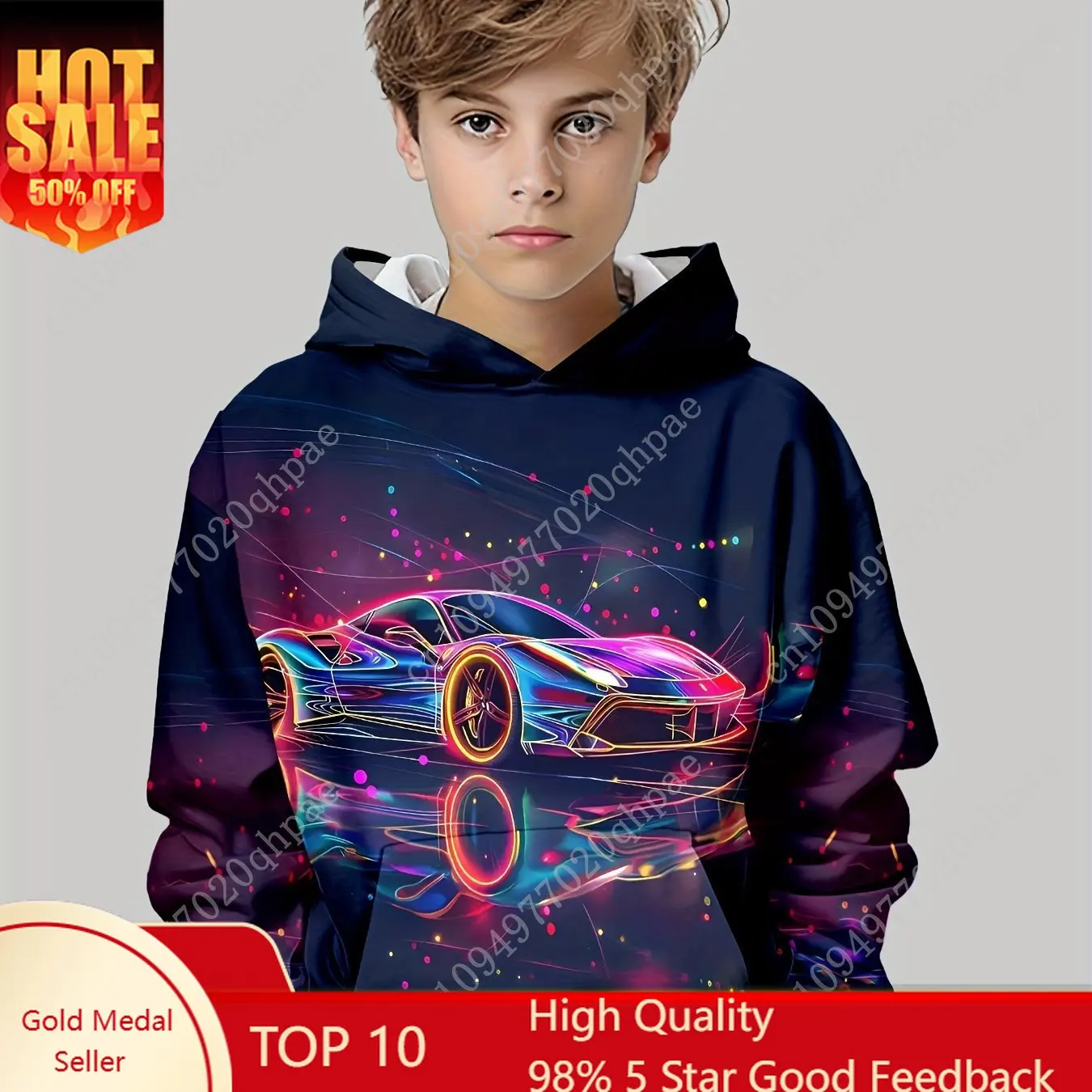 ملابس أطفال للأولاد بغطاء للرأس رياضية للسيارة ثلاثية الأبعاد مطبوعة للأطفال ملابس ربيع الخريف ملابس غير رسمية للأولاد بلوفر موضة ملابس الأطفال #1