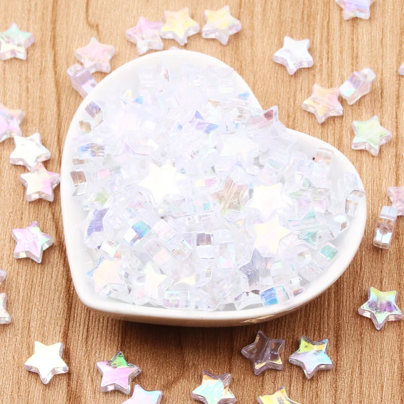 50pcs 11mm Mixed AB Charm Star Acrylic Beads Pentagram Loose Spacer Beads For Jewelry Making Diy Needlework Bracelet Accessories