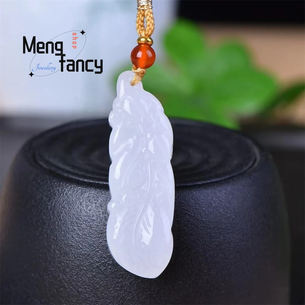 

Golden Thread Jade, Golden Branch Jade Leaf, White Jade Pendant, Golden Thread Jade, White Jade Pendant, Temperament Elegant