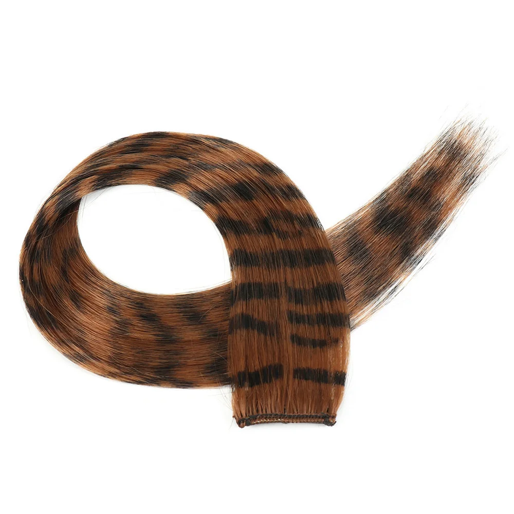 شريط مطبوع كليب في وصلات الشعر الملونة مستقيم الشعر يسلط الضوء على 18 بوصة شعر مستعار اصطناعي قطع الشعر للاستخدام اليومي الطرف #3