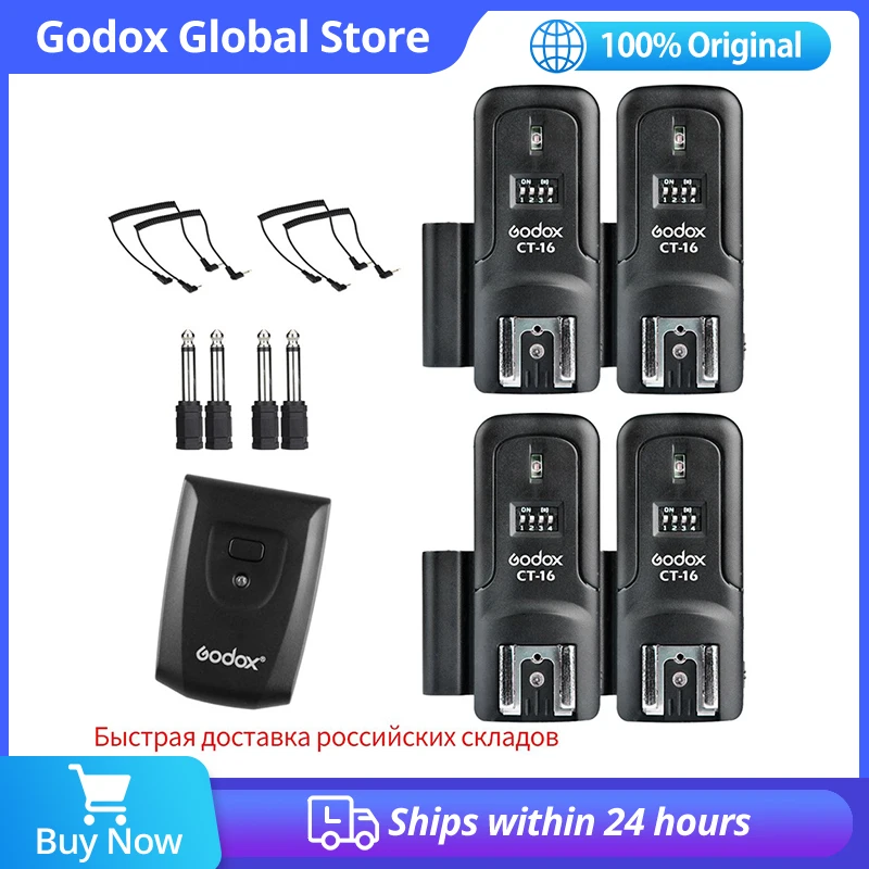 Godox CT-16 16 Channels Wireless Radio Flash Trigger Transmitter + 4pcs Receiver Set for Canon Nikon Olympus Pentax Studio Flash