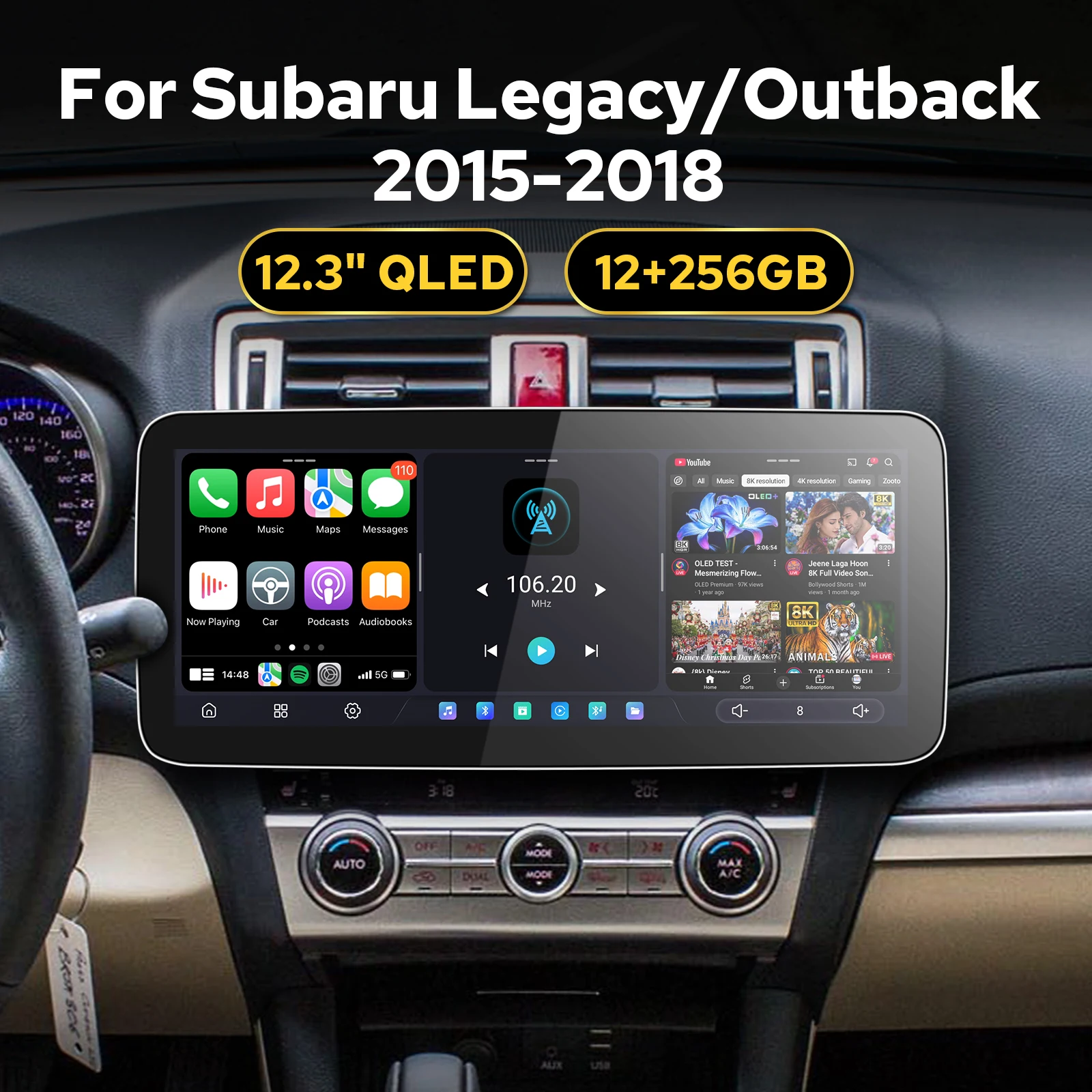 

12.3"Android Car Radio Head Unit for Subaru Outback Legacy 2015–2018 Multimedia Player 12GB 256GB Custom Interface Dual BT