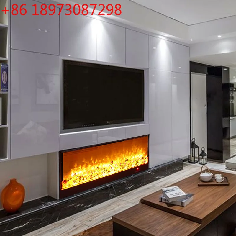 Camino a carbone di fuoco con simulazione elettronica 2D di fascia alta incastonato con fiamma decorativa rotonda francese