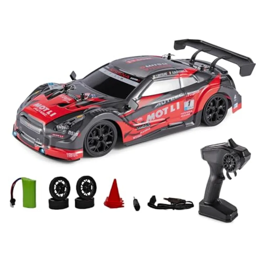

2.4G 1:14 High Speed Remote Control Drift Car for Racing and Drifting Rechargeable Battery LED Lights Up to 28 km/h 4WD RC Vehi