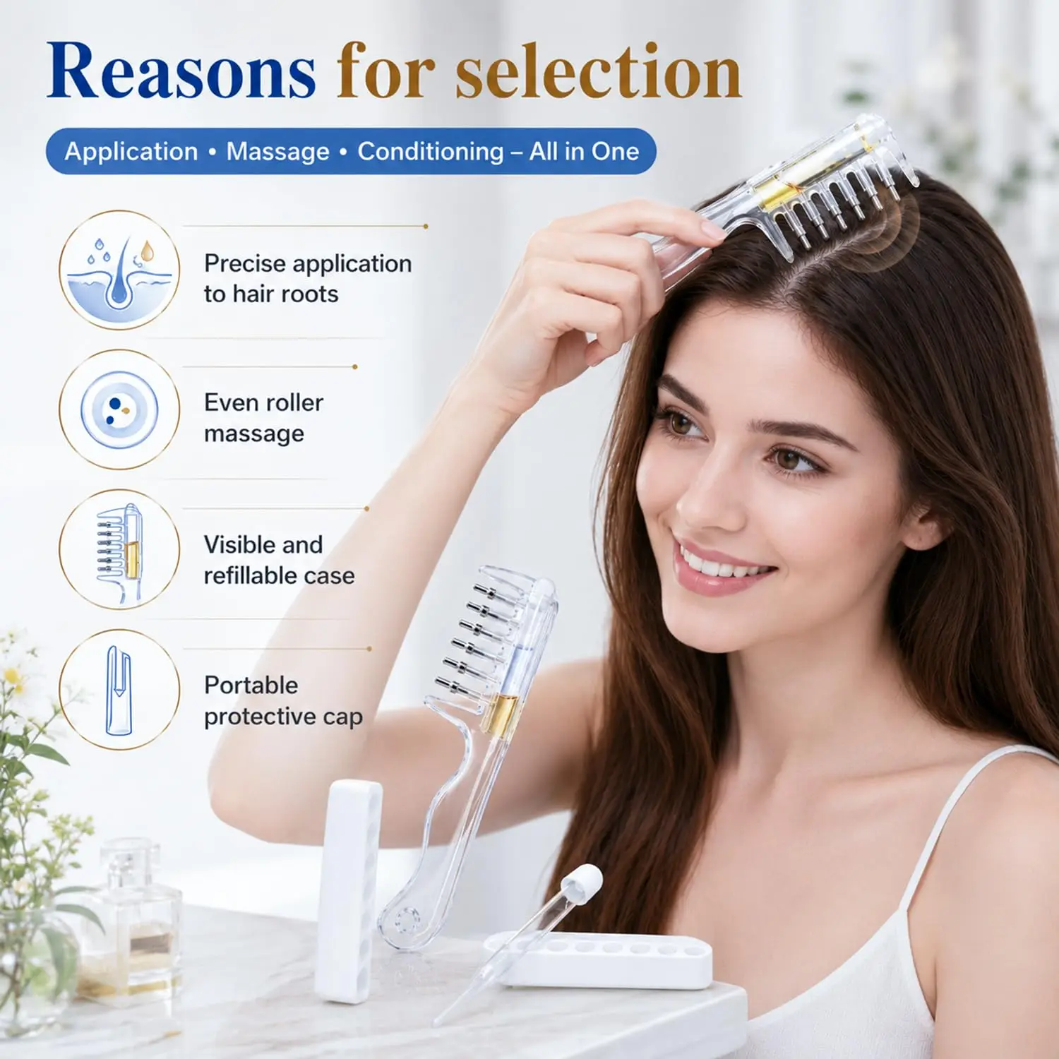 1/2pcs Scalp Essential Oil Applicator,Hair Oil Applicator, Refillable Scalp Applicator Comb for Men Women