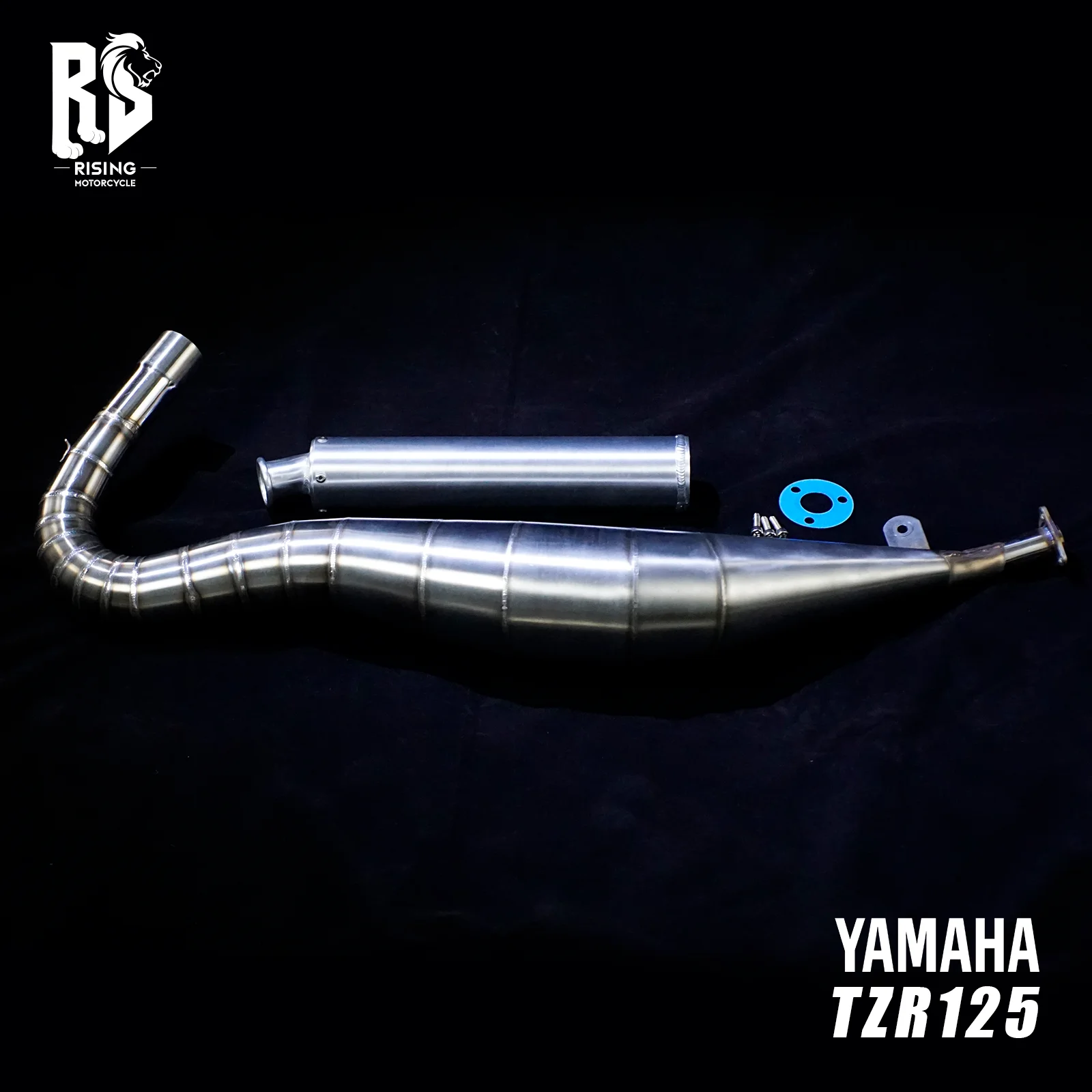 High quality stainless steel Yamaha TZR125/T exhaust pipe set, two flush modified spray painted goose neck flat neck