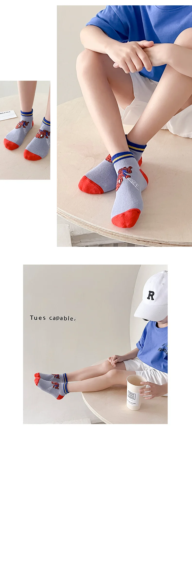 5 Paar im Angebot: Kinder-Socken, Anime-Motiv, für Jungen, kurze Socken, Kawaii-Design, Cartoon-Motiv, für Babys, Sommer- und Frühlingssocken, Bootsocken, Kindergeschenk, 1–12 Jahre. – Detail 10