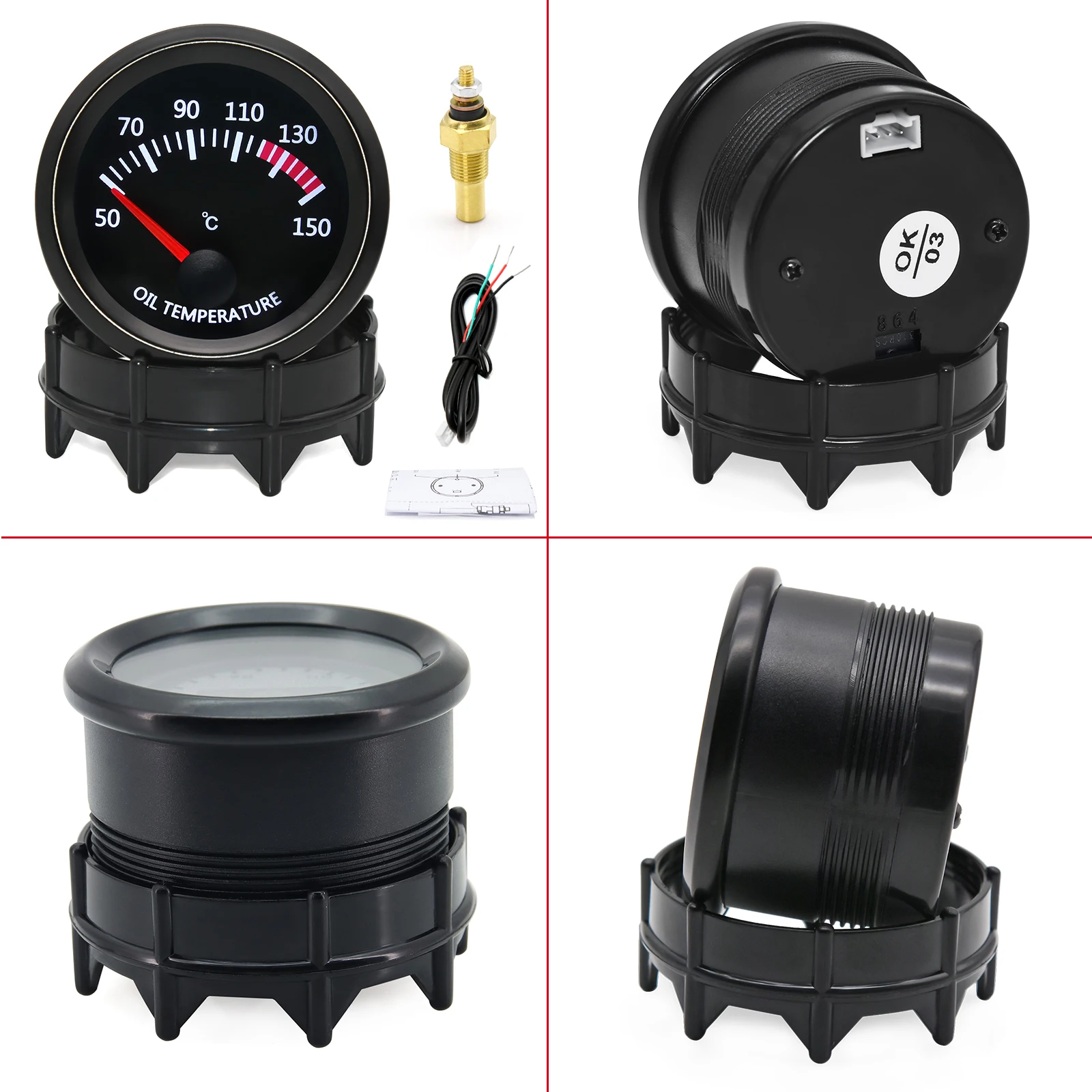 2'' 52mm Rennwagen-Anzeigeinstrumente: Wassertemperatur, Öltemperatur, Voltmeter, Öldruck, Vakuum, Ladedruck, Luft-Kraftstoff-Verhältnis, EGT-Messgerät – Detail 15