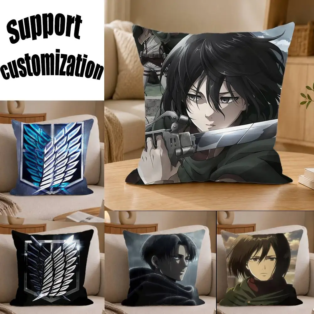 

Mikasa Ackerman Anime Attack on Titan Square Sofa Pillow Cover Solid Color Living Room Home Decor Cushion Case
