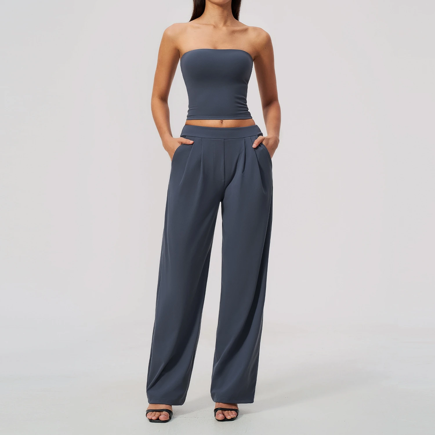 Yoga Set Women Pilates Quick Dry 2-Piece Set Tracksuits Fitness Suits Female Sexy Sport Strapless Crop Top Sport Set Workout Set