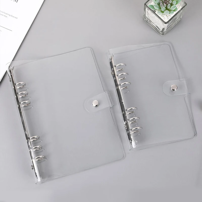 

A5/A6 Clear Shiny Glitter Plastic Loose Leaf Ring Binder Clip File Folder Planner Schedule Organizer School Office Supplies