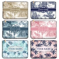 Graceful Customizable Name Women's Canvas Clutch Makeup Bag Purse Party Weekend Vacation Travel Cosmetic Bag Mobile Pouch Wallet - Image 3