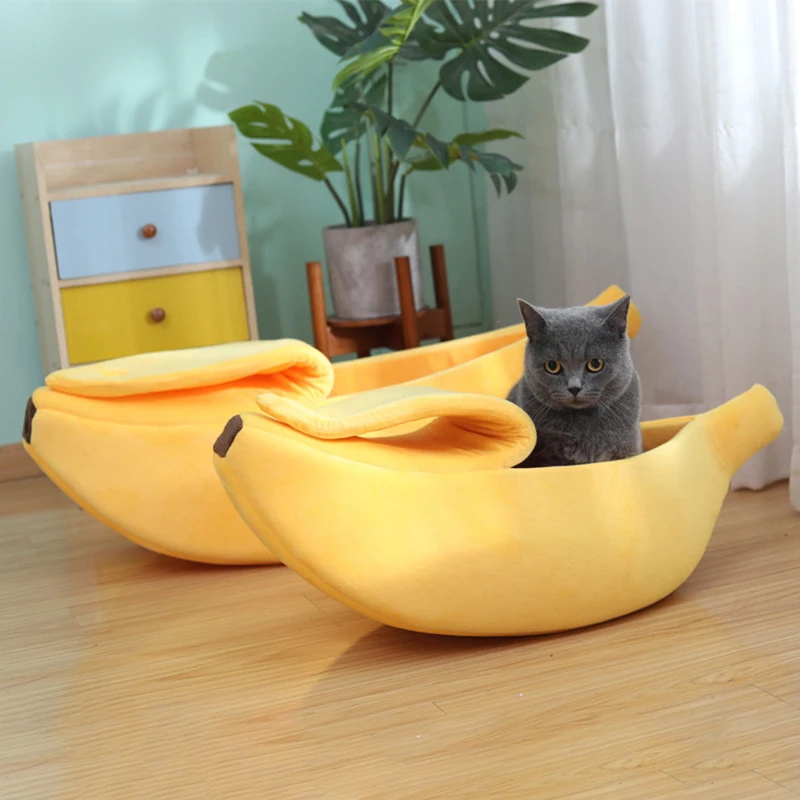 Originality Banana Cat Bed House Funny Cute Cozy Pet Cat Nest Warm Comfort Soft Washable Pet Supplies