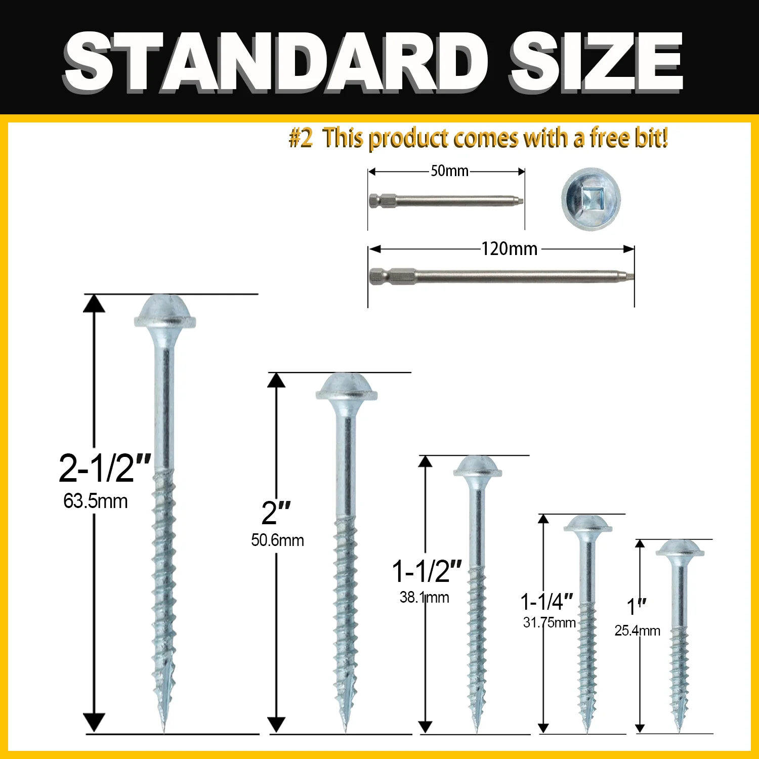 1-1/4-inch Pocket Screws, Square Slot Screws#8*1-1/4,250 Pieces, GalvanizedAnti-rustCoating, SquareDrive,Including50MM Drive