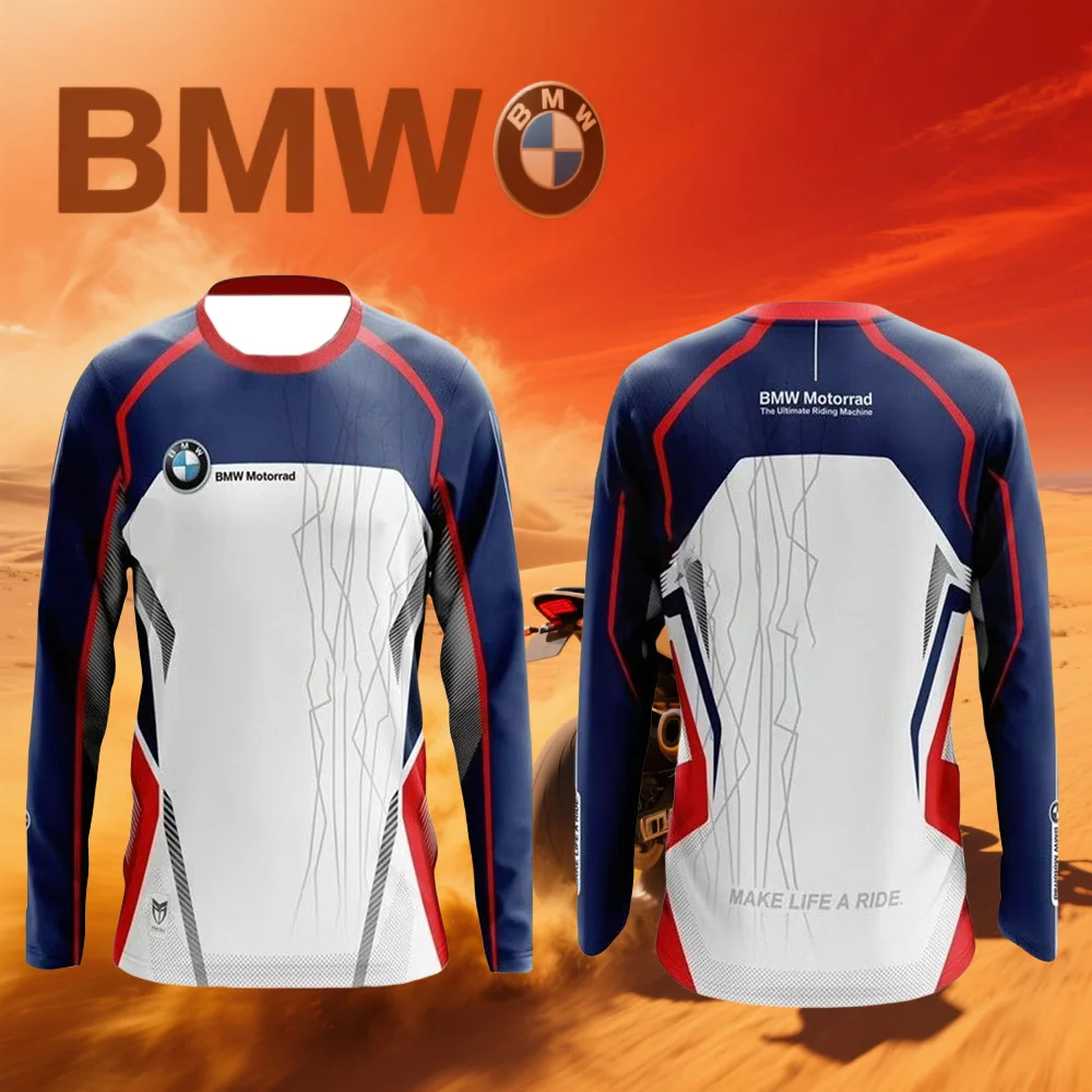 

2025 Summer New BMW Motorcycle Riding Suit Men's Fast-drying Long-sleeved T-shirt Racing Suit Casual Breathable Fashion Y2K