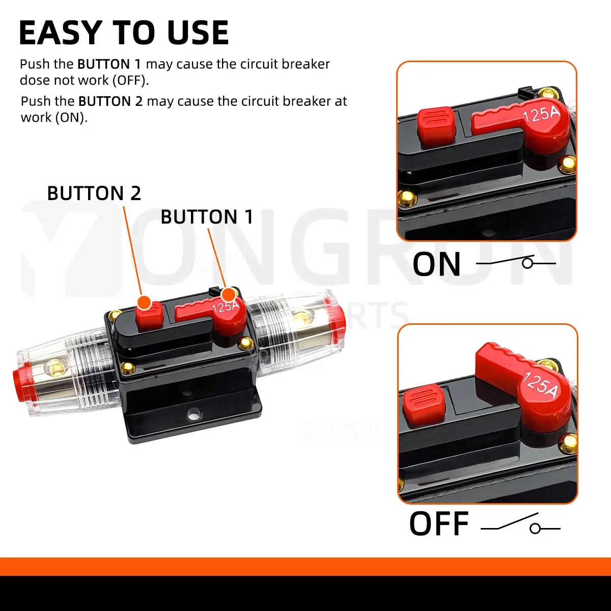 Circuit Breaker 20A to 300A Manual Reset for Car Audio System Waterproof Marine Circuit Breaker Reset Fuse 12V- 48V DC 40A 60A