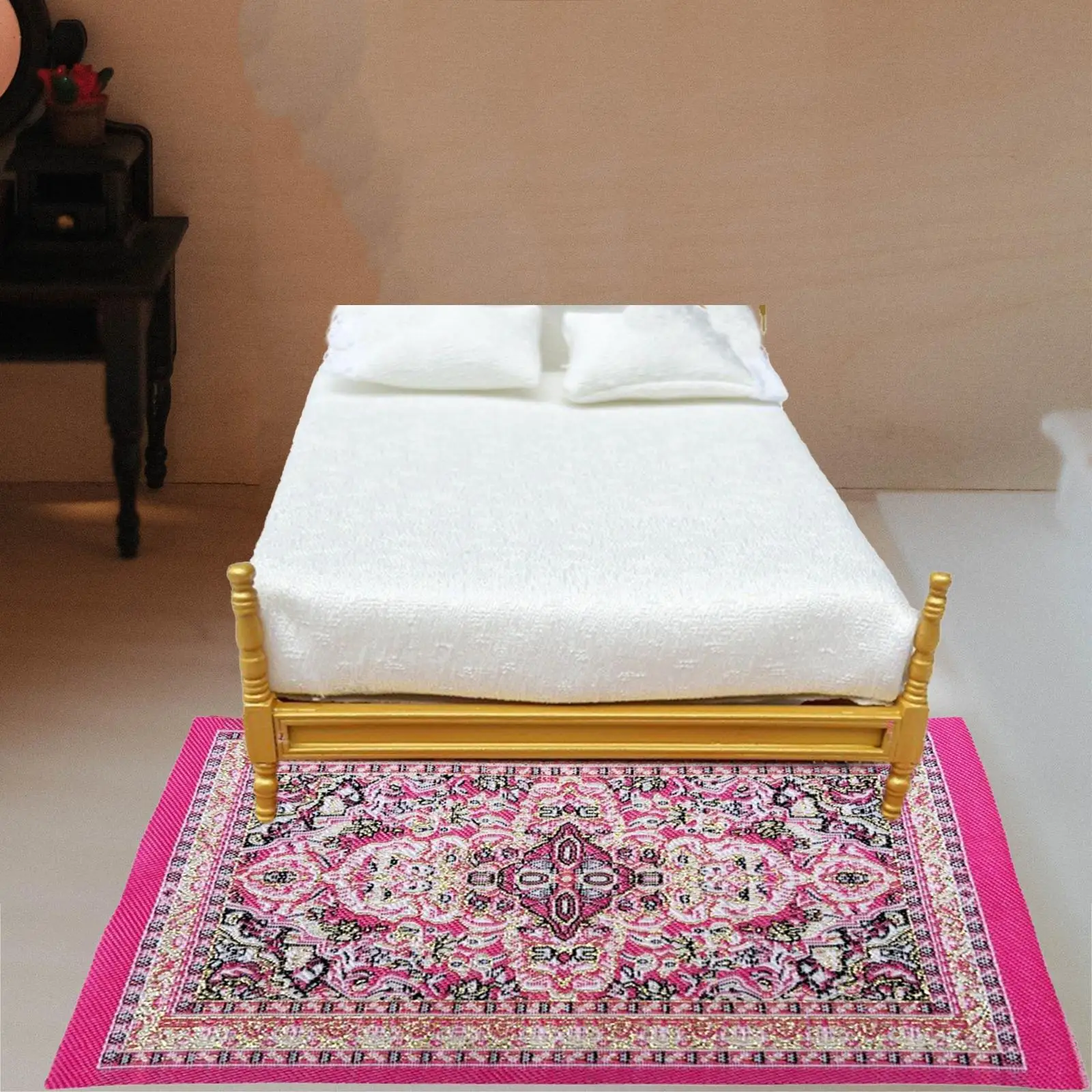 

Набор из 9 миниатюрных напольных ковриков 1:12 для гостиной и спальни, для игр в домике для кукол, миниатюрные соединяющиеся коврики, декор, элементы для сцены