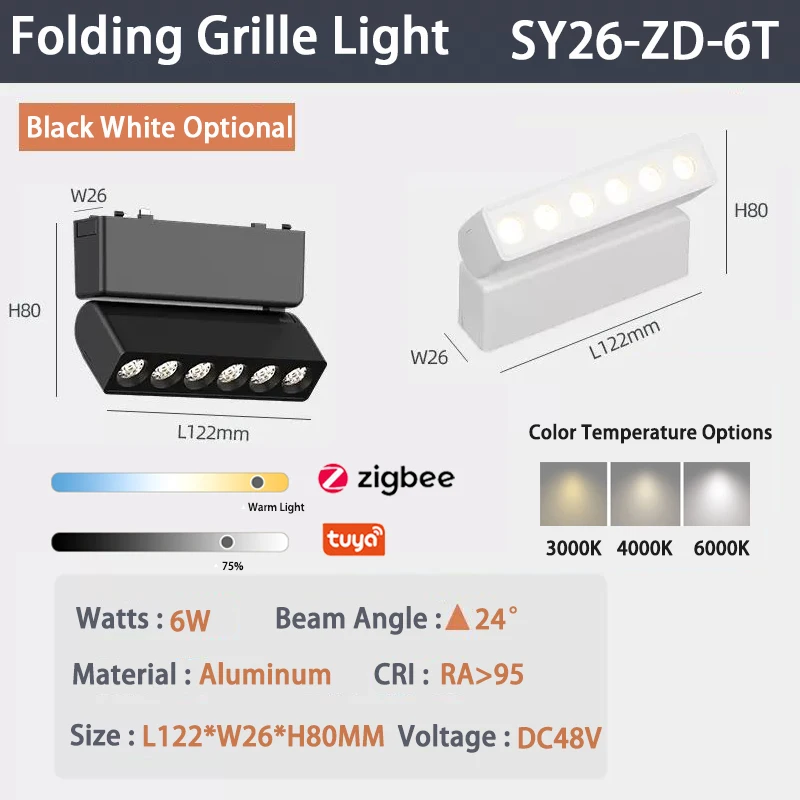 6MM Smart Tuya Zigbee Magnetisch Spoorlicht Dimbaar 48V Ultradunne Rail Opbouwmontagesysteem Zwart Wit Slanke Magneet Spoorlamp - afbeelding 1