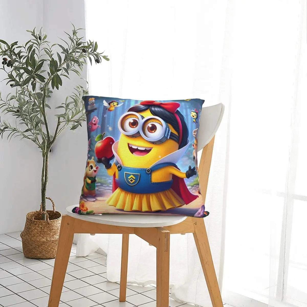 Snow White In Minions Square Pillow Case Polyester Decorative Pillow Funny Cartoon Awesome Cushion Covers