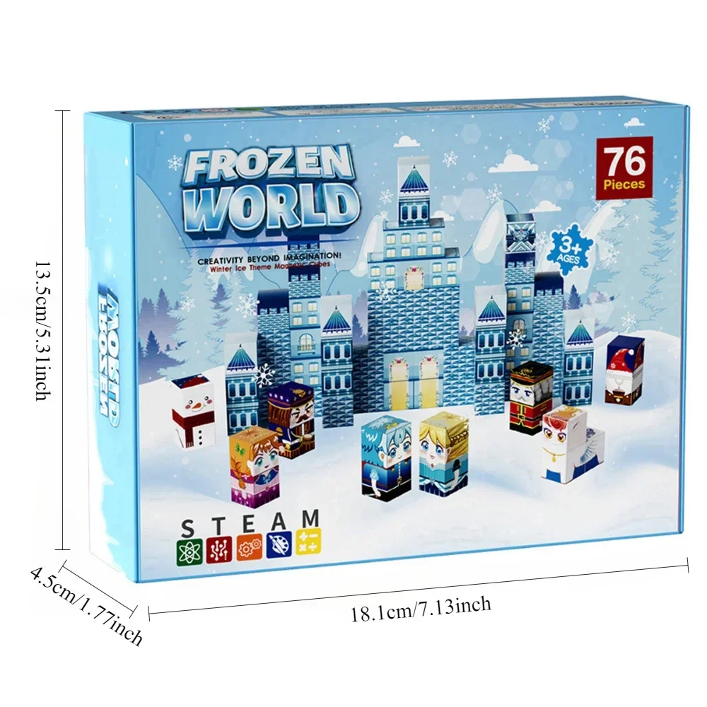 

76pcs Castle Magnetic Blocks Build Cubes,Princess Frozen Castle Magnet Toy Magnetic Tiles Building Blocks Toys for Boys Girls