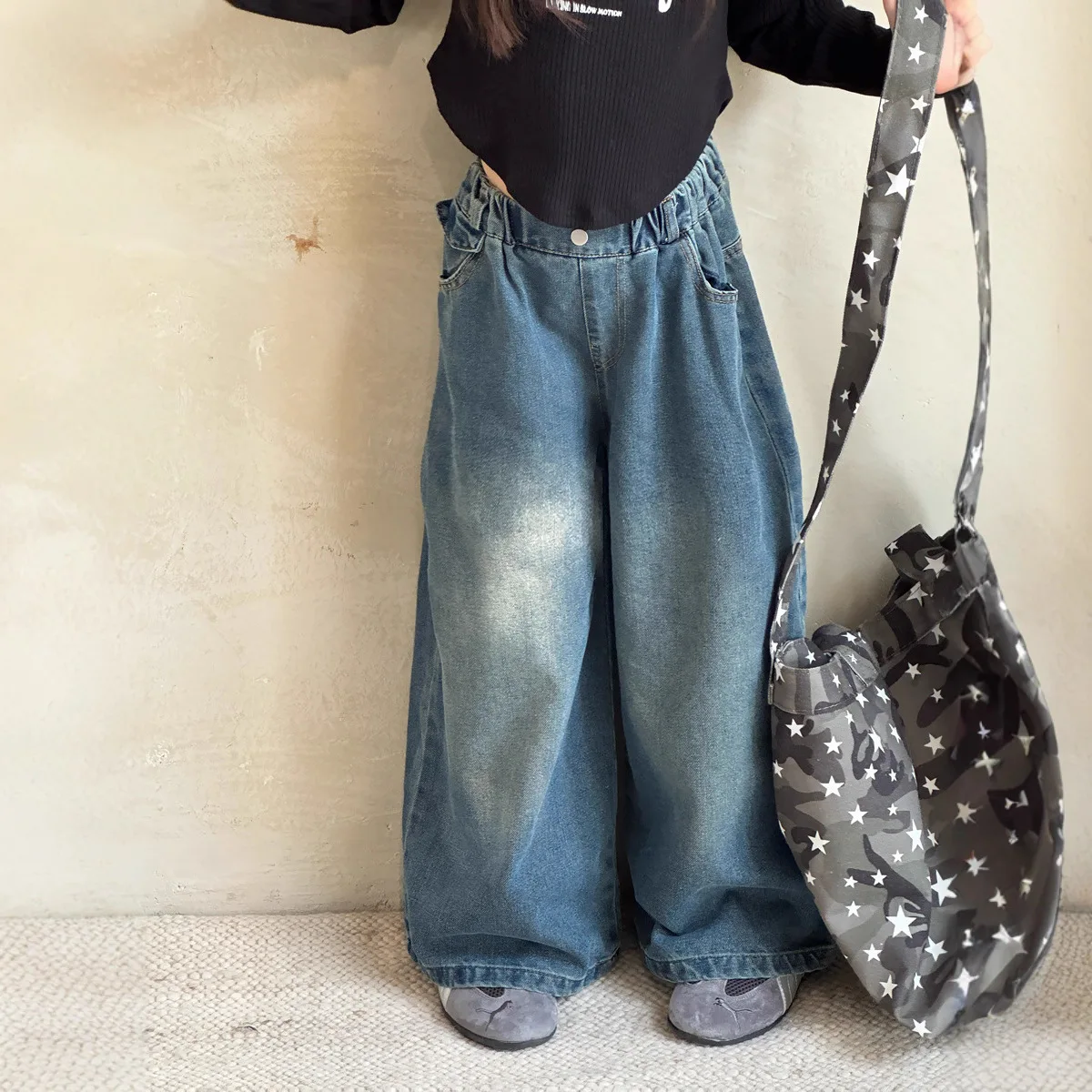 

Pants Denim Trousers Jeans Spring Girls Autumn New Korean Version Wide Leg Children Large Leg Casual Long Kids Child Outerwear