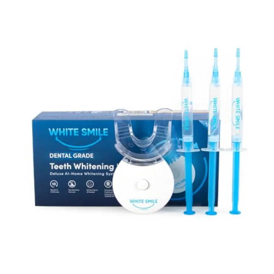 Kit de blanqueamiento dental WHITE SMILE, sistema de luz LED con 35 peróxido de carburo, 3 jeringas de gel para un tratamiento rápido de 10 minutos en casa