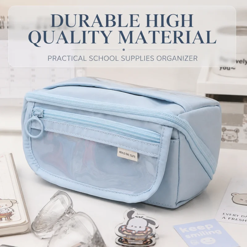 Pencil Case Large Capacity Student Stationery Case Portable Pencil Bag  Zipper Bag Tabletop Multi-function Storage Box