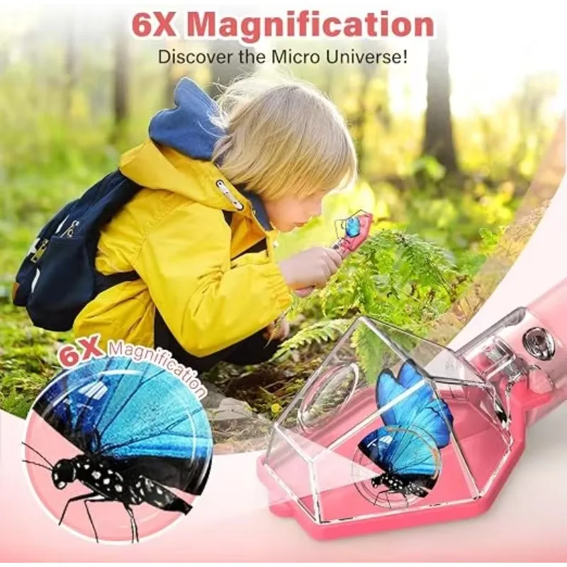 Outdoor Insect Observation Box with 6x Magnifier - Educational Nature Science Kit for Field Exploration and Bug Catcher