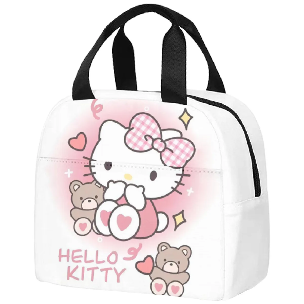 Sanrios Kawaii Anime My Melody Hello Kittys Kuromi Insulated Cooler Lunch Box Bag Cartoon Portable Bento Tote Food Bag Gift