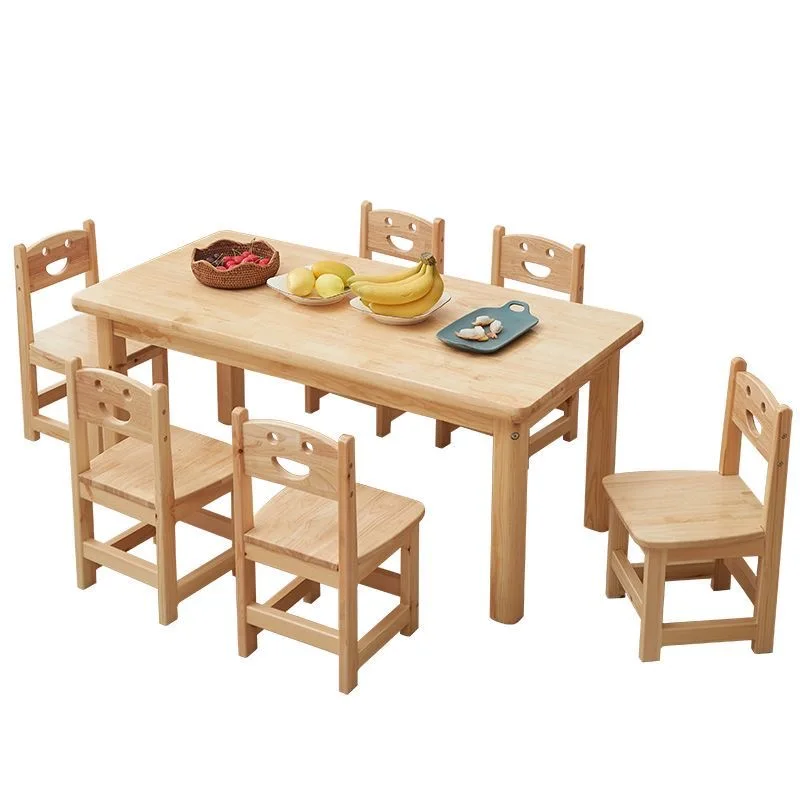 

Wooden stable children's table and chair set, suitable for preschool and kindergarten use