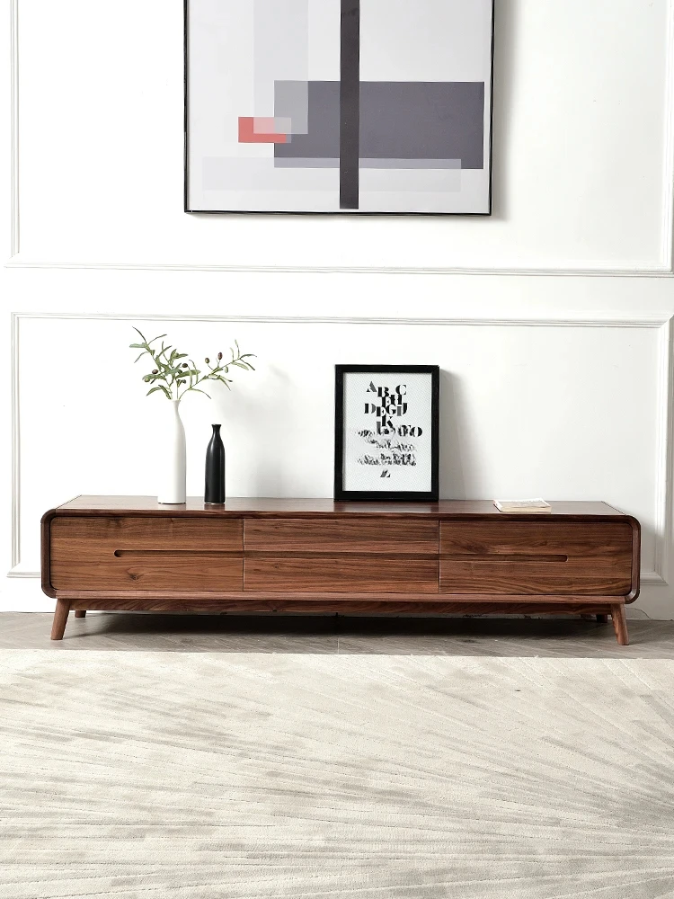 

Nordic medieval style North American black walnut TV cabinet storage household light luxury