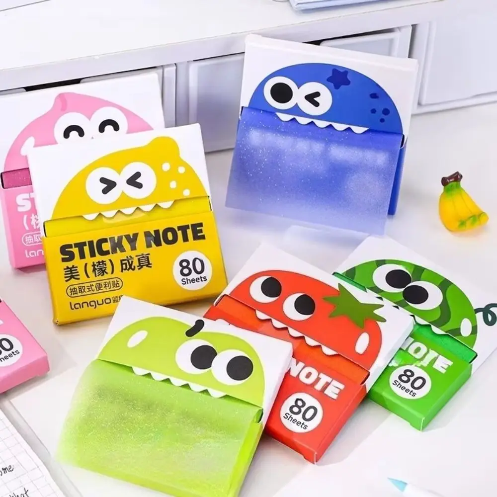 Kawaii Pull-out Sticky Notes Creative Translucent Colorful Memo Pad Roll Paper Type Adhesive Square Writing Pad Back To School