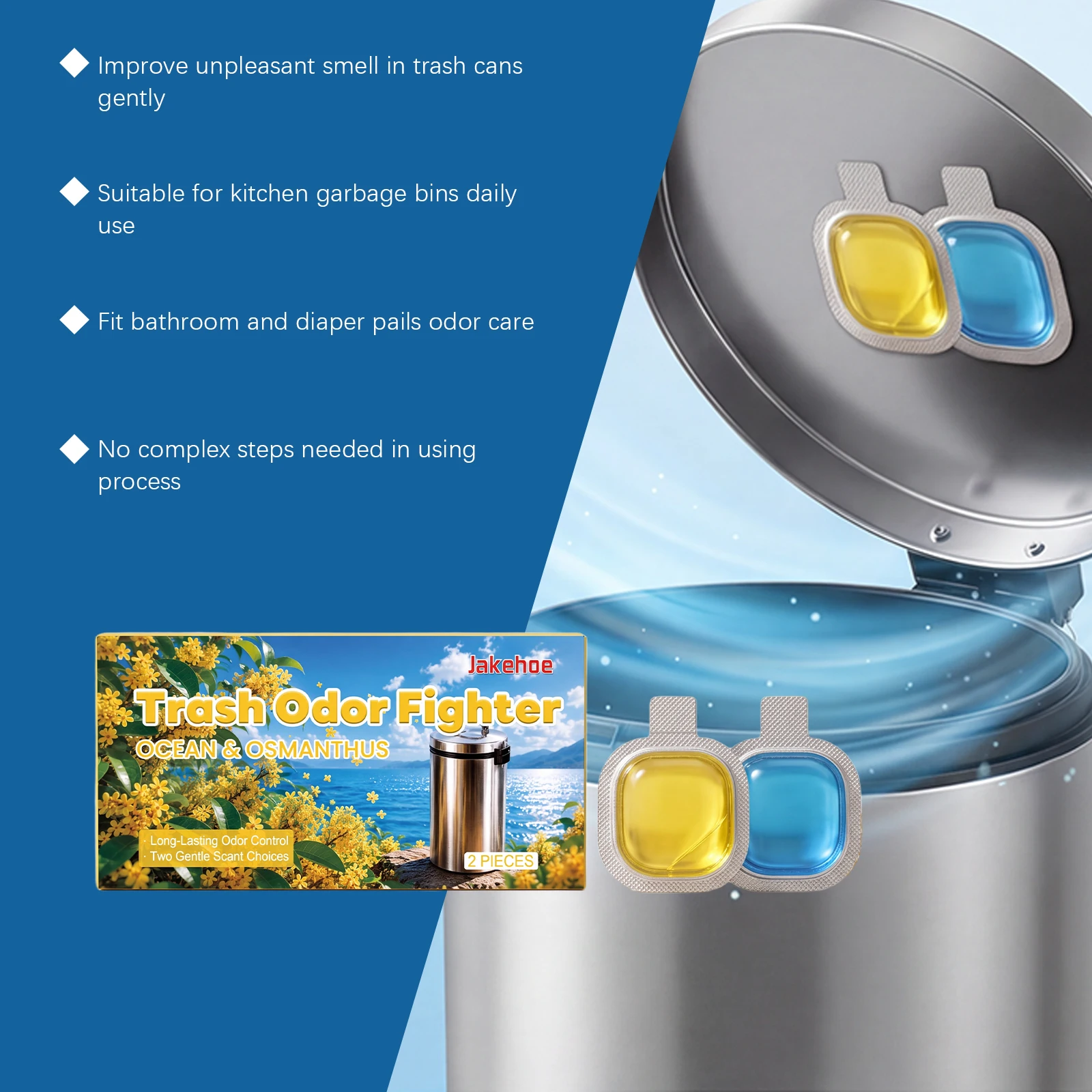 Trash Can Odor Fighter Household Odor Eliminator Ocean Osmanthus Scent Air Freshener For Garbage Bin Waste Disposal Deodorizer