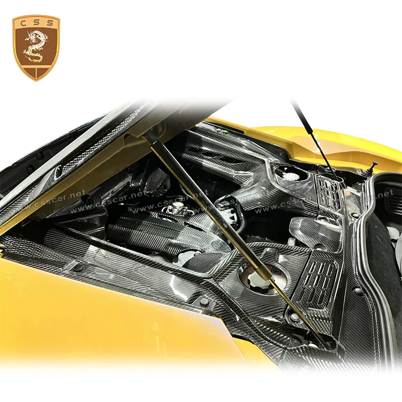 CSSYL 5pcs Dry Carbon Fiber Front Bonnet Hood Compartment Cover for Maserati MC20 OEM Style Car Engine Interior Accessory Parts