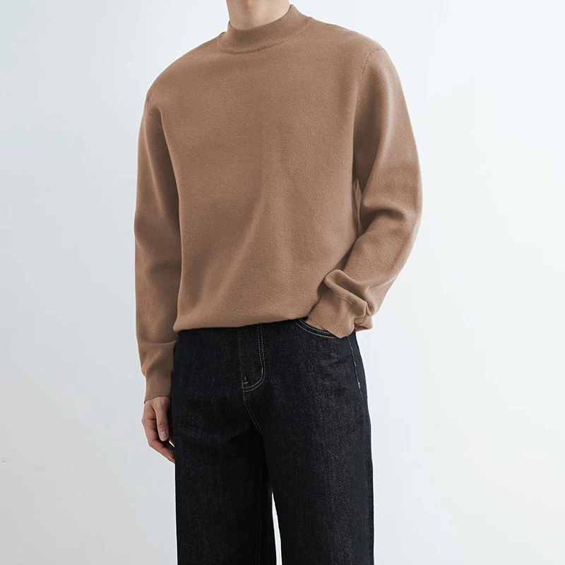 

Мужской вязаный пуловер с длинными рукавами, осенне-зимний теплый классический свитер, легкий имбирно-желтый, белый свитер