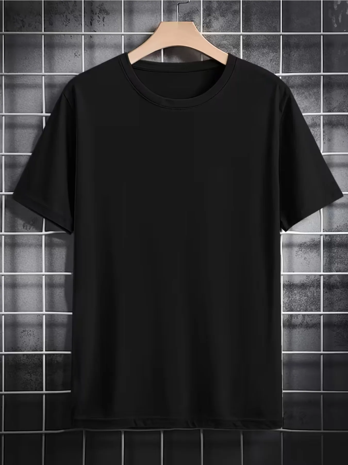Men Blank Plain Crew Neck T Shirt Premium Cotton No Graphic Loose Casual Short Sleeve Basic Top Urban Street Fashion Top