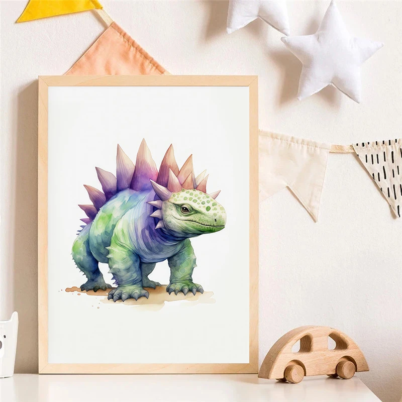 Pterodactyl Spinosaurus Stegosaurus Dinosaur Portrait Poster Nursery Wall Art Picture Canvas Painting Children's Room Home Decor