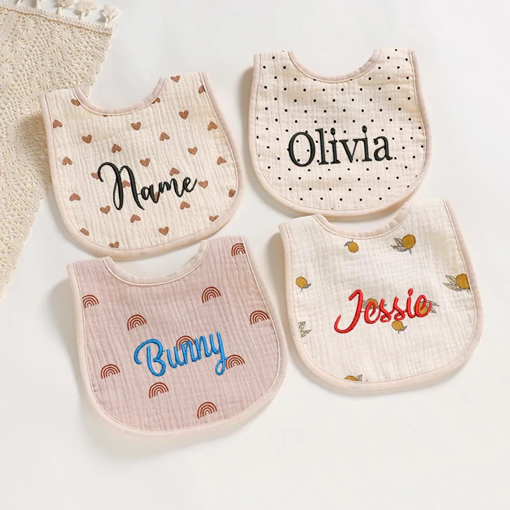 

Personalized Embroidery Six Layer Cotton Gauze U-shaped Bib Baby Saliva Towel, Children's Eating Bib, Baby Anti Vomiting Towel