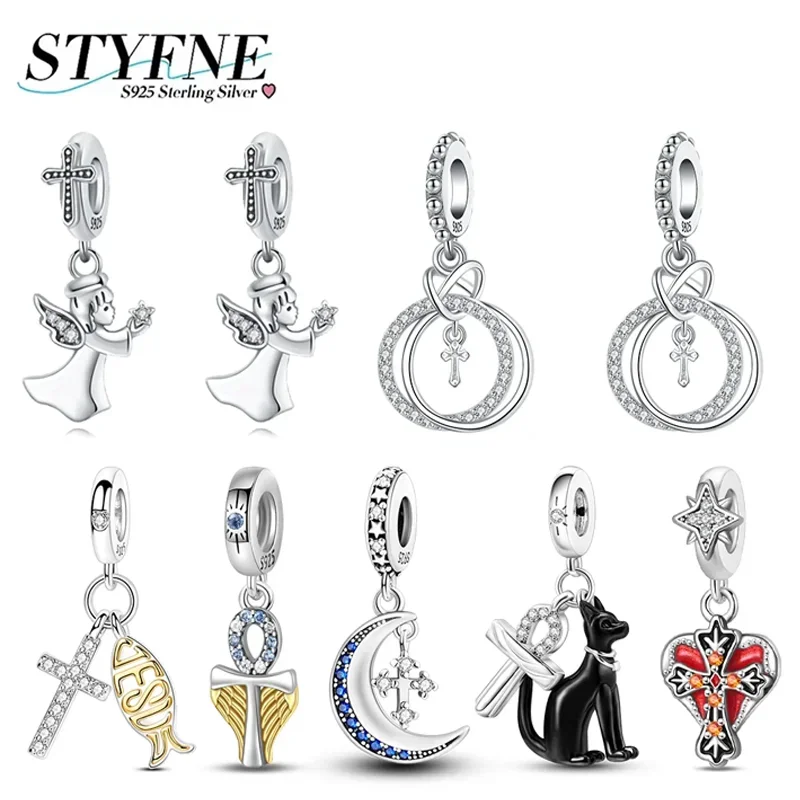 Silver-Plated Angel Holding Star Charms Beads Fit Original Bracelets Bag Keychain Earring Pendant Diy Women Jewelry Gift