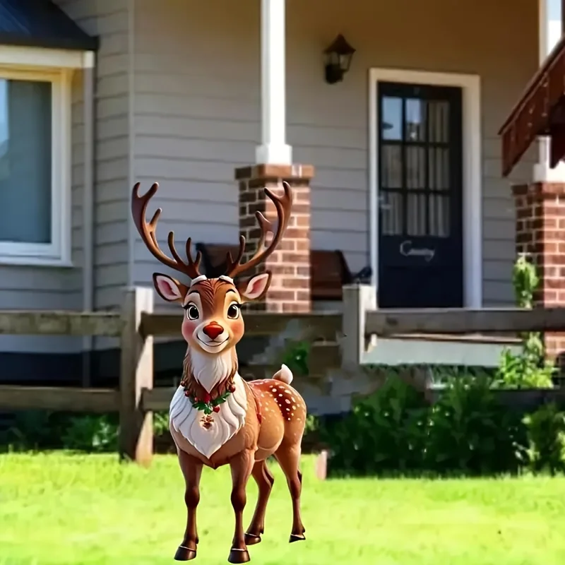 

1/2Pcs 2D Flat Acrylic Garden Stake Milu Deer Outdoor Garden Decoration Simulation Animal Garden Card Insert Farm Insert Decor