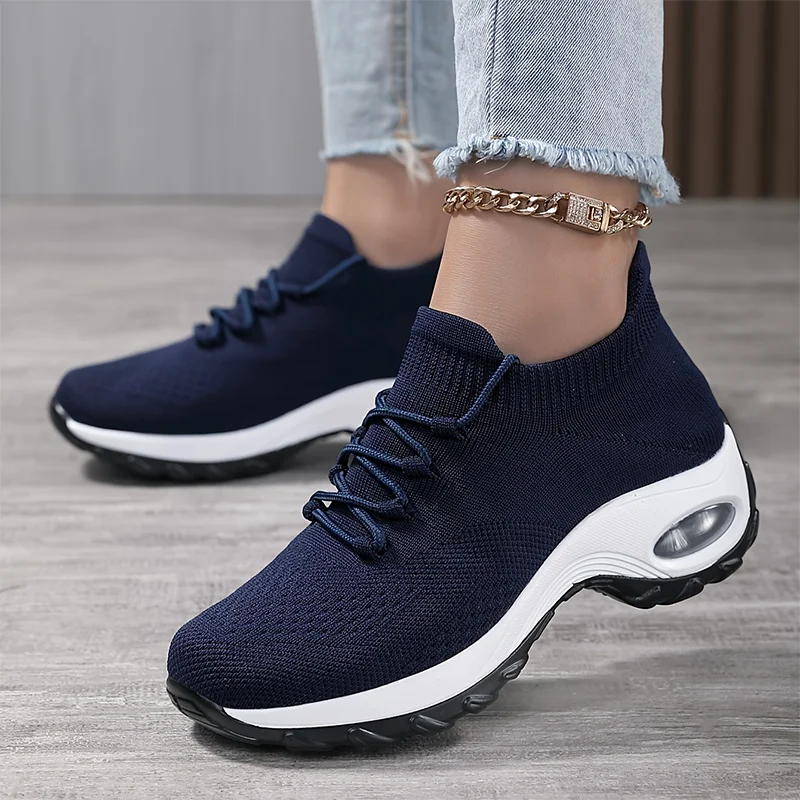 Women 2024 Summer Sport Running Shoes Air Cushioned Increase Height Sneaker Female Mesh Breathable Trainning Shoes Free Delivery