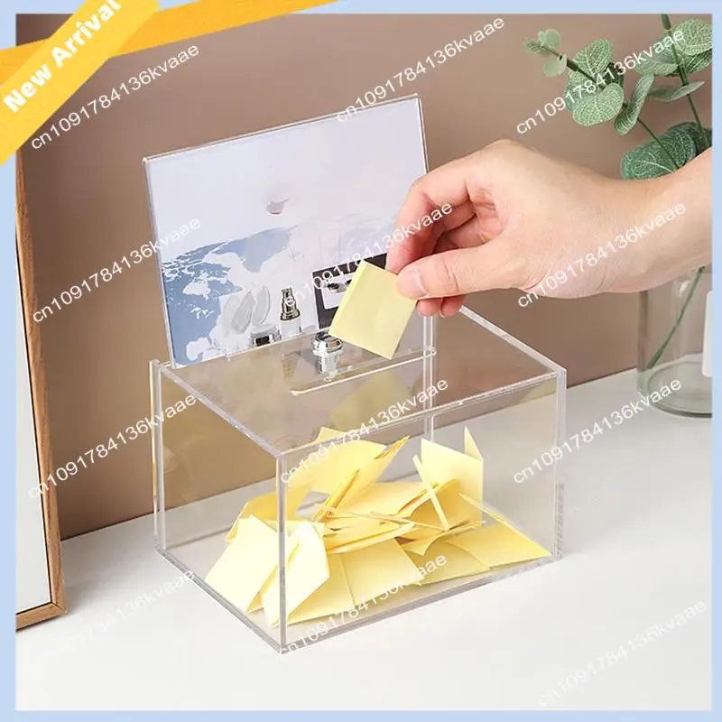 M01K Transparent Donation Box With Lock Money Collection Box Ballot Box Suggestion Box