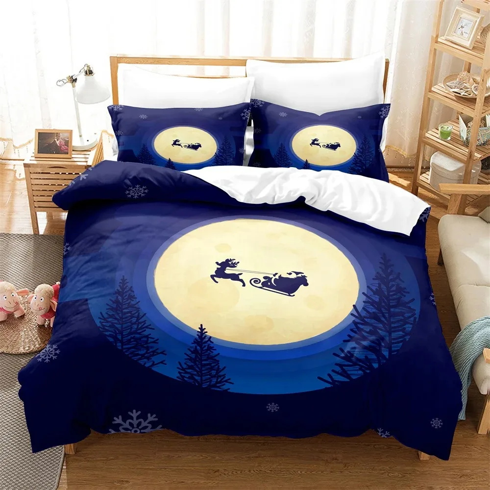 3PCS Full moon night Bedding Sets Home Bedclothes Super King Cover Pillowcase Comforter Textiles Bedding Set