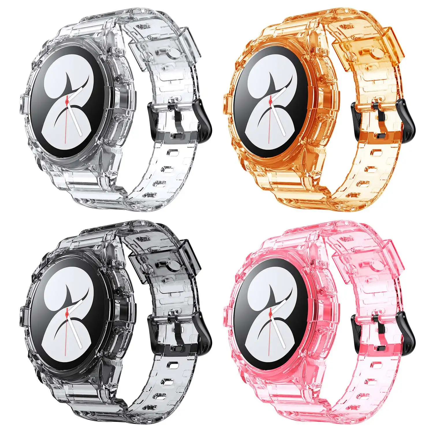 Galaone Transparent One Piece Strap For Samsung Galaxy Watch5 40 44mm Sport Band Bracelet With Case For Watch4 TPU Wristband